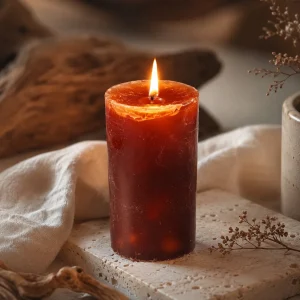Vela marrón ritualizada artesanal de Levakesh para trabajo y estabilidad laboral